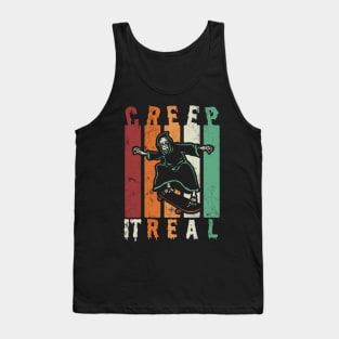 Creep It Real Spooky Halloween Skeleton Skateboarding Skater Tank Top